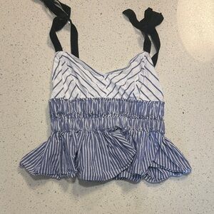 Express Blue and White Striped Blouse